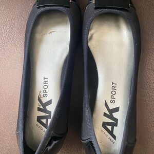 Anne Klein Black Loafers with Gold Details